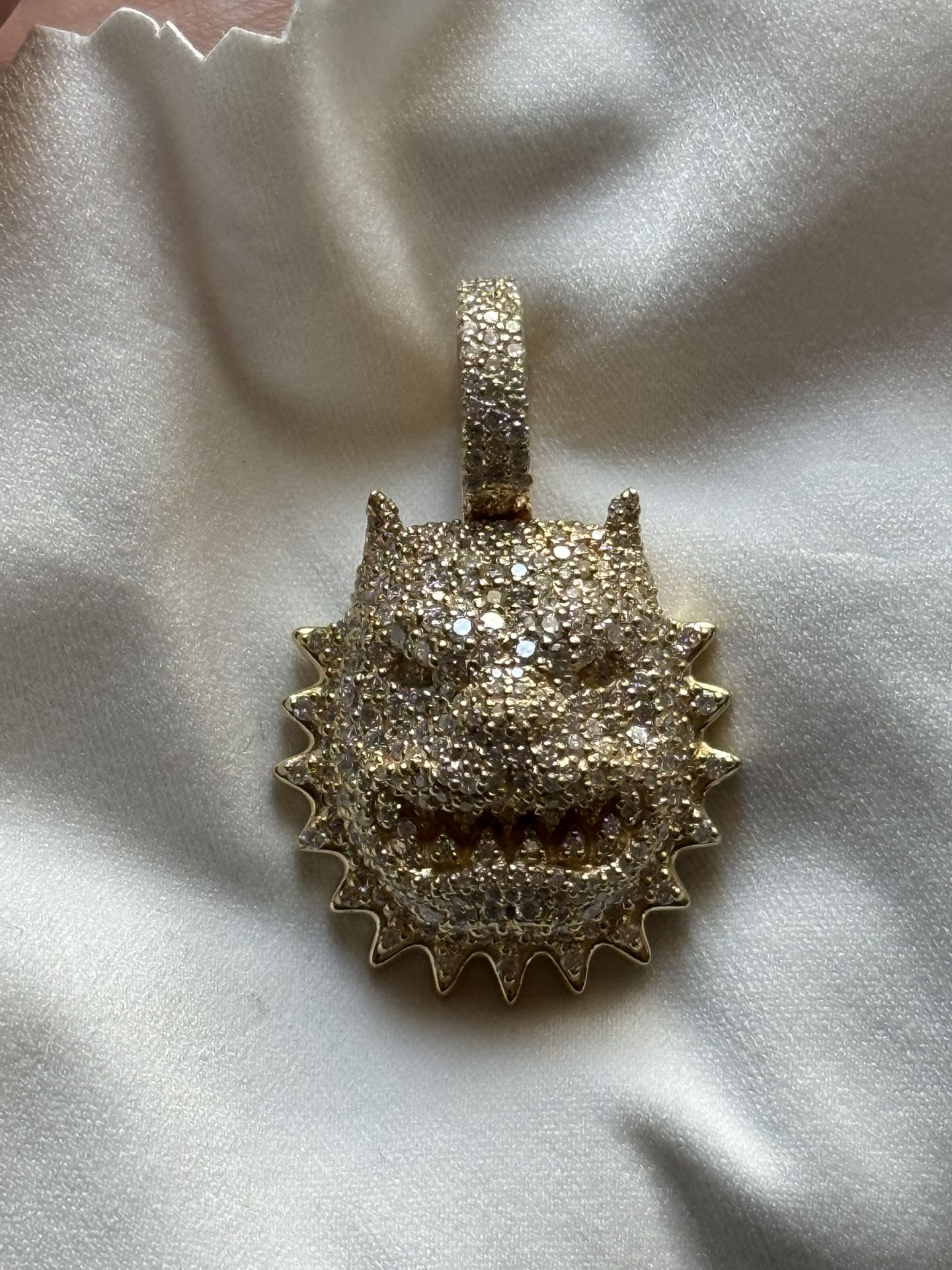 18k Gold Diamond American Bully Pendant
