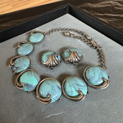 1950s Necklace & Clip On Earrings Set 