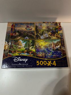 Disney Thomas kinkade puzzles 2 sets of 4