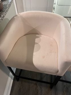 Cream Upholstered Bar Stool with Metal Base