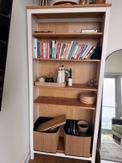 White and Wood Bookcase with Shelves