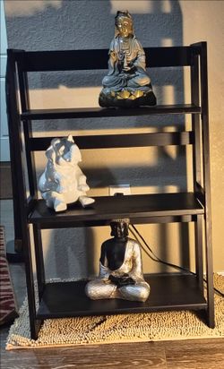 2 Dark Wood 3-Tier Ladder Shelf