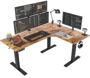 FEZIBO 63” Electric L-Shaped Standing Desk  + office chair