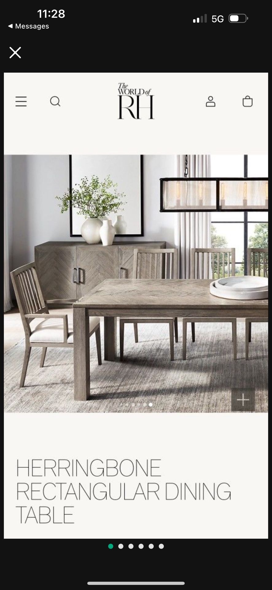 RH Herringbone Rectangular Dining Table + 4 Chairs
