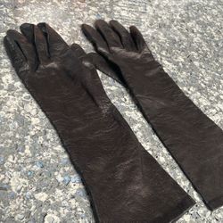 Gloves - BLACK Leather Opera Gloves 