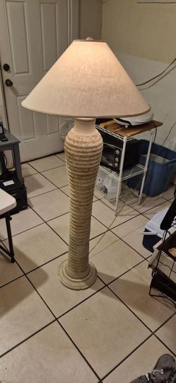 Sculptural Ribbed Plaster Floor Lamp