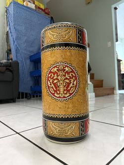 Orange Cylindrical Vase 