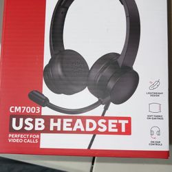 Headset with Mic for PC, USB Headset with Noise Cancelling Microphone, Computer Headset for Teams, Zoom, Skype Calls（Black）