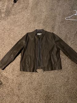 Kenneth Cole Brown Faux Leather Jacket Size XL LIKE NEW