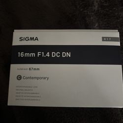 Sigma 16mm Lens F1.4 