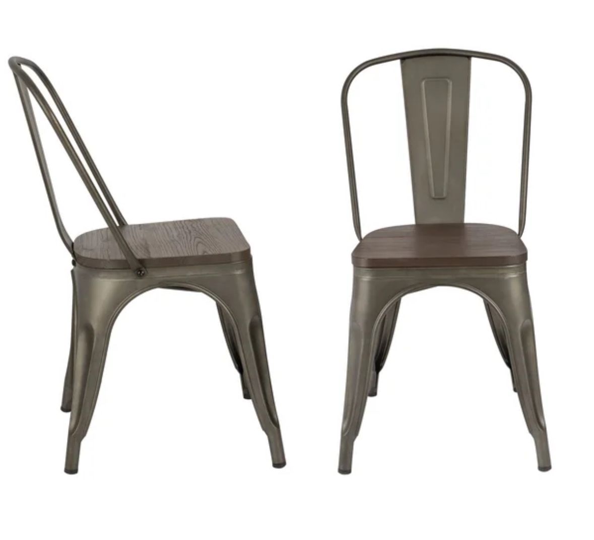 Gray Metal Side / Dining chairs, Set Of 4