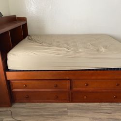 Full Size Bed Frame ONLY  With Drawers And Headboard With Storage 
