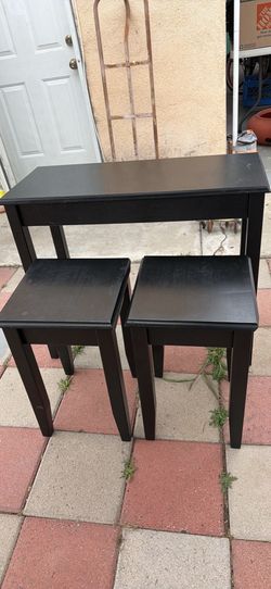 IKEA Black Console Table w/ Two Stools