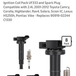 Yikesai Ignition Coil Pack. Includes Coil And Spark Plugs (8 Items) For A Toyota Camry And Or Toyota Camry Hybrid 