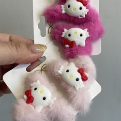so Cute Two Piece Mini Plush Hair Clips Hello Kitty And Friends