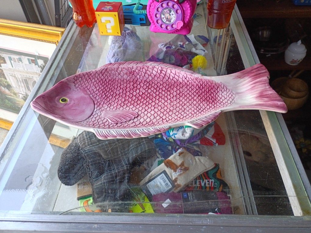 F I T I Z And Floyd Pink Koi Fish Serving Platter 1986