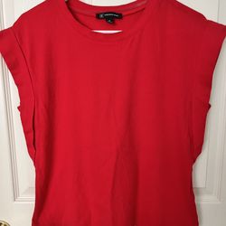 INC International Concept Women’s Rolled-Sleeve Red T Shirt XS 100% Cotton
