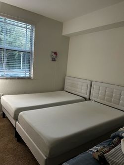 Twin Mattress Set with White Headboard