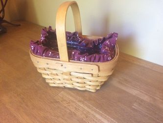 Cute Small Longaberger Basket 2002 Cotton And Plastic Liner