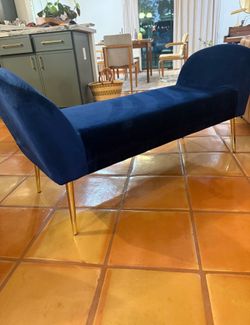 Navy Blue Velvet Bench