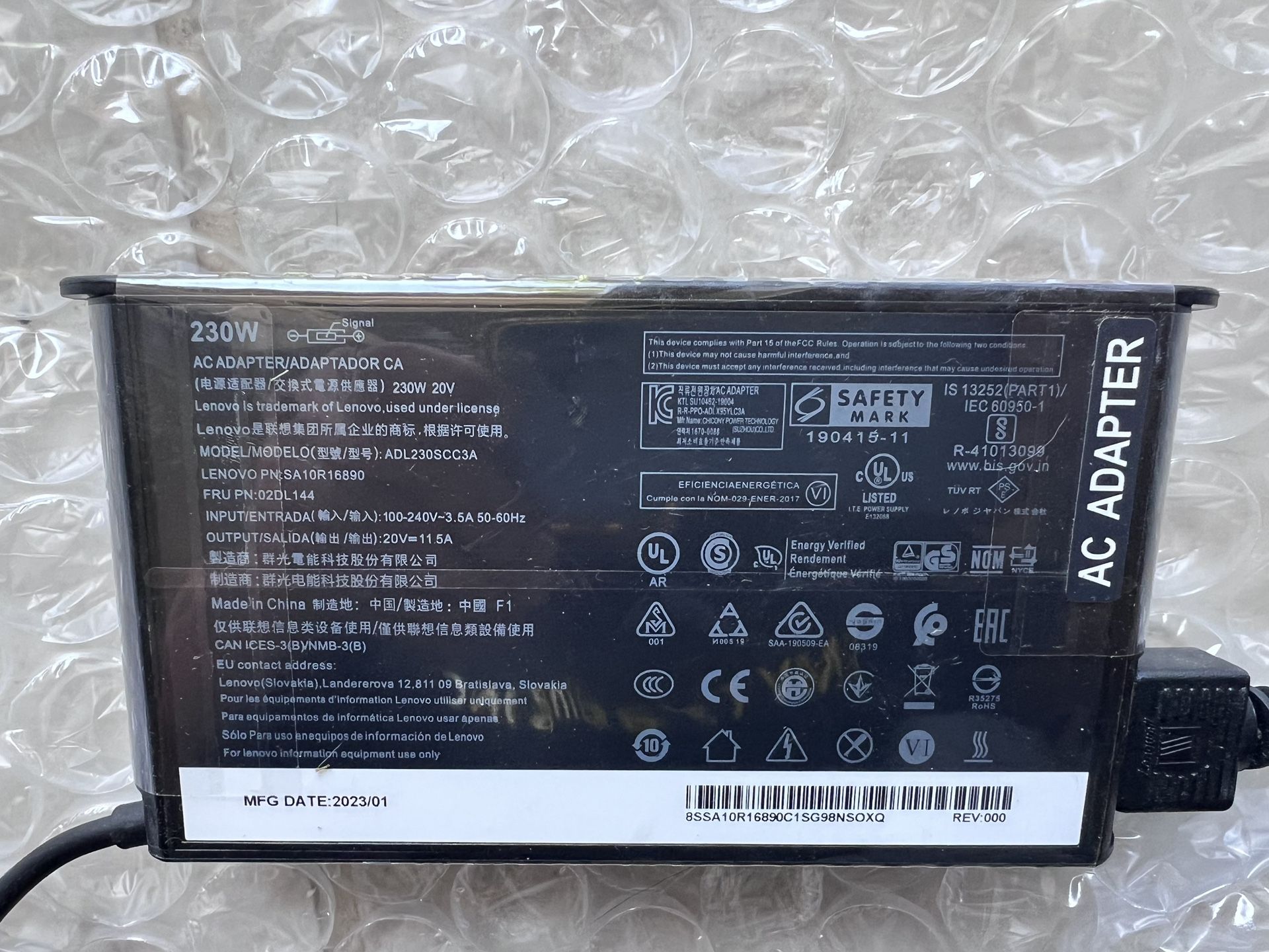 Lenovo 230W 20V 11.5A Adapter Charger ADL230SCC3A for P50 P51 P52 P53 P70 P71 P72 P73