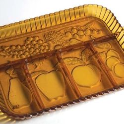 Indiana Amber Glass 5 Part Tray