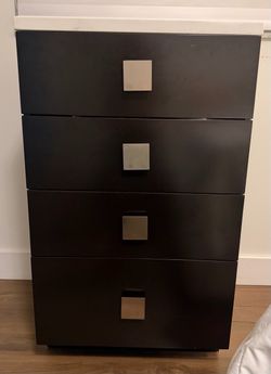 4-Drawer Dark Brown Dresser with Quartz top and Silver Handles