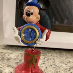 Disney Vintage Fantasia Sorcerer Apprentice Mickey Mouse Mini Clock 