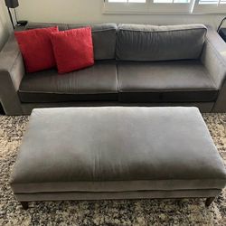 Restoration Hardware Maddox 2-Cushion Sofa + Matching Italia Coffee Ottoman