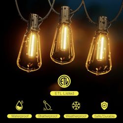 120FT Shatterproof Patio Lights with 62 Dimmable ST38 LED Vintage Edison Bulb,Weatherproof 2200K Connectable Outside Hanging Lights for Deck Porch Caf