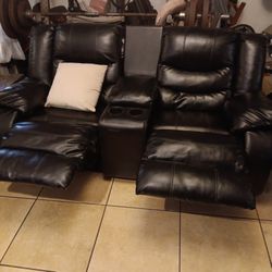 Faux Leather Love Seat Manual Recliner