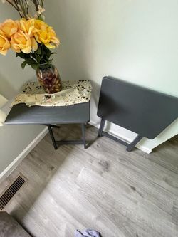 2 Small Portable Tables Dark Grey