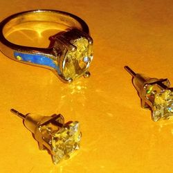Sterling Silver Ring With Matching Earrings 