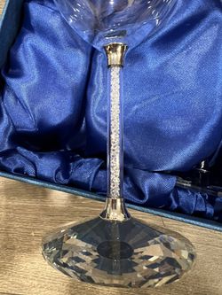 NEW SWAROVSKI CRYSTAL n WINE GLASSES SET OF 2 Gift Wedding Thumbnail