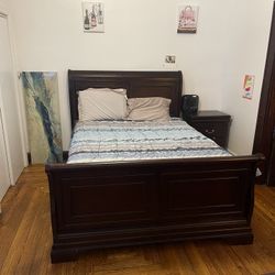 Bed Room Set, Glass Dining Table, Center Glass Table And Grey Sofa 