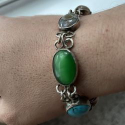 Silver Bracelet With Real Stones 