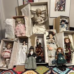Lot of 10 Collectible Dolls
