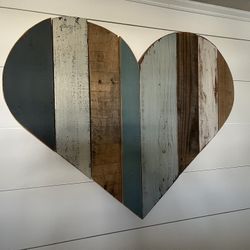 Wood Multicolor Decorative Wall Art - Heart