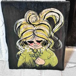 Vintage Wood Painting Signed Jan McPHERSON 11.5”Lx14.5”H