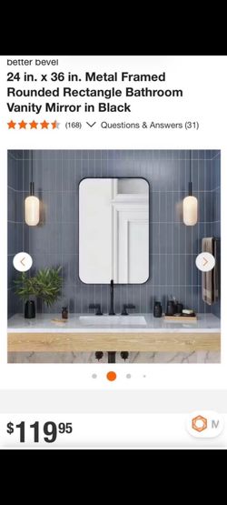 24"x 36" metal framed round vanity mirror in black (2) Available