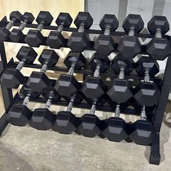 Set 550 Lbs Dumbells With Rack All Brand New In Box  No assembled  Firm 699$