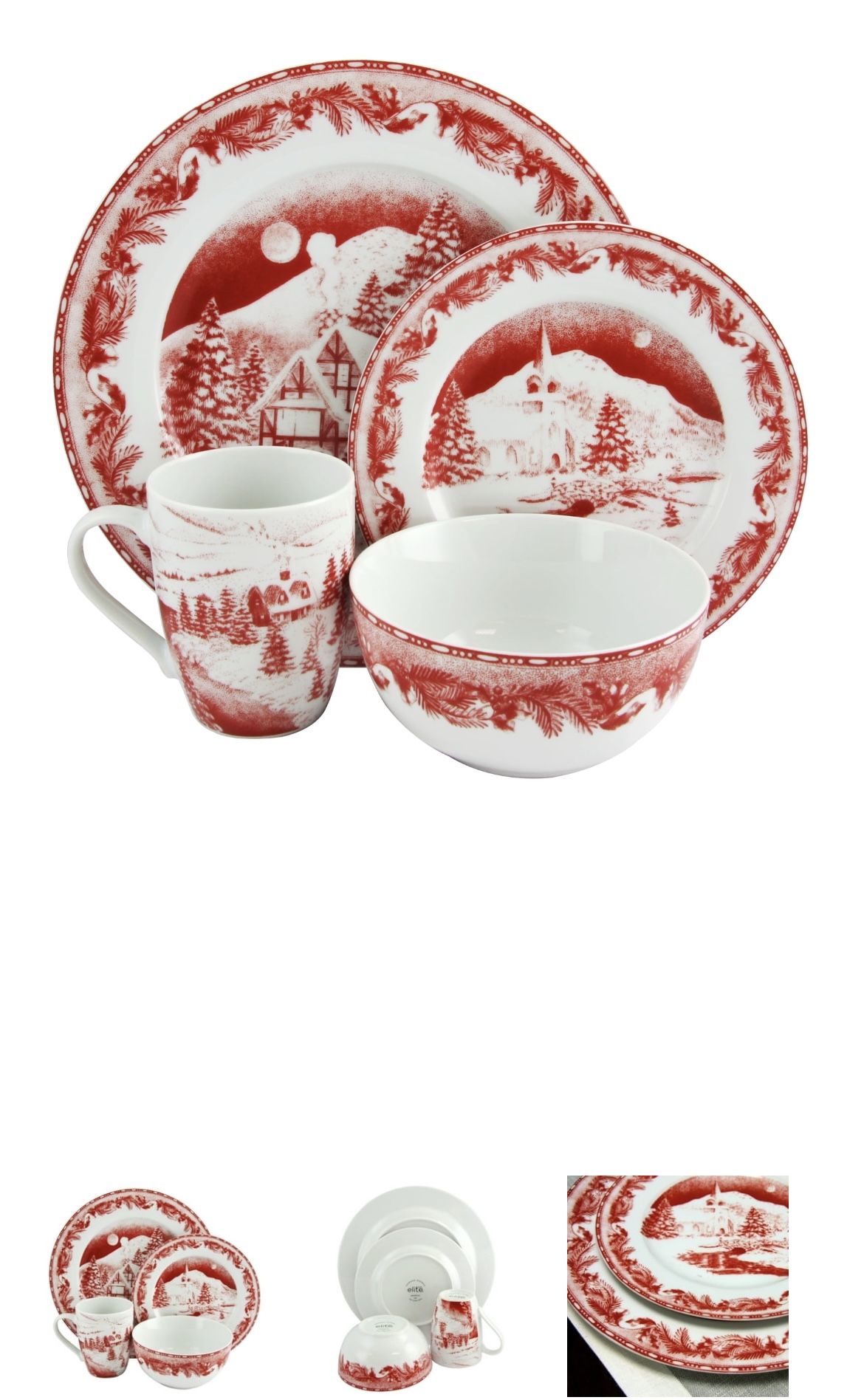 Gibson Elite Winter Cottage 16pcs Dinnerware Set