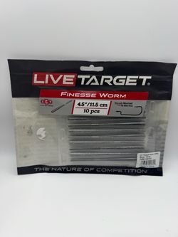 Live Target Finesse Worm 4.5" Black/Silver 10-Pack