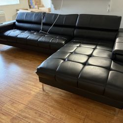  Black Leather Couch