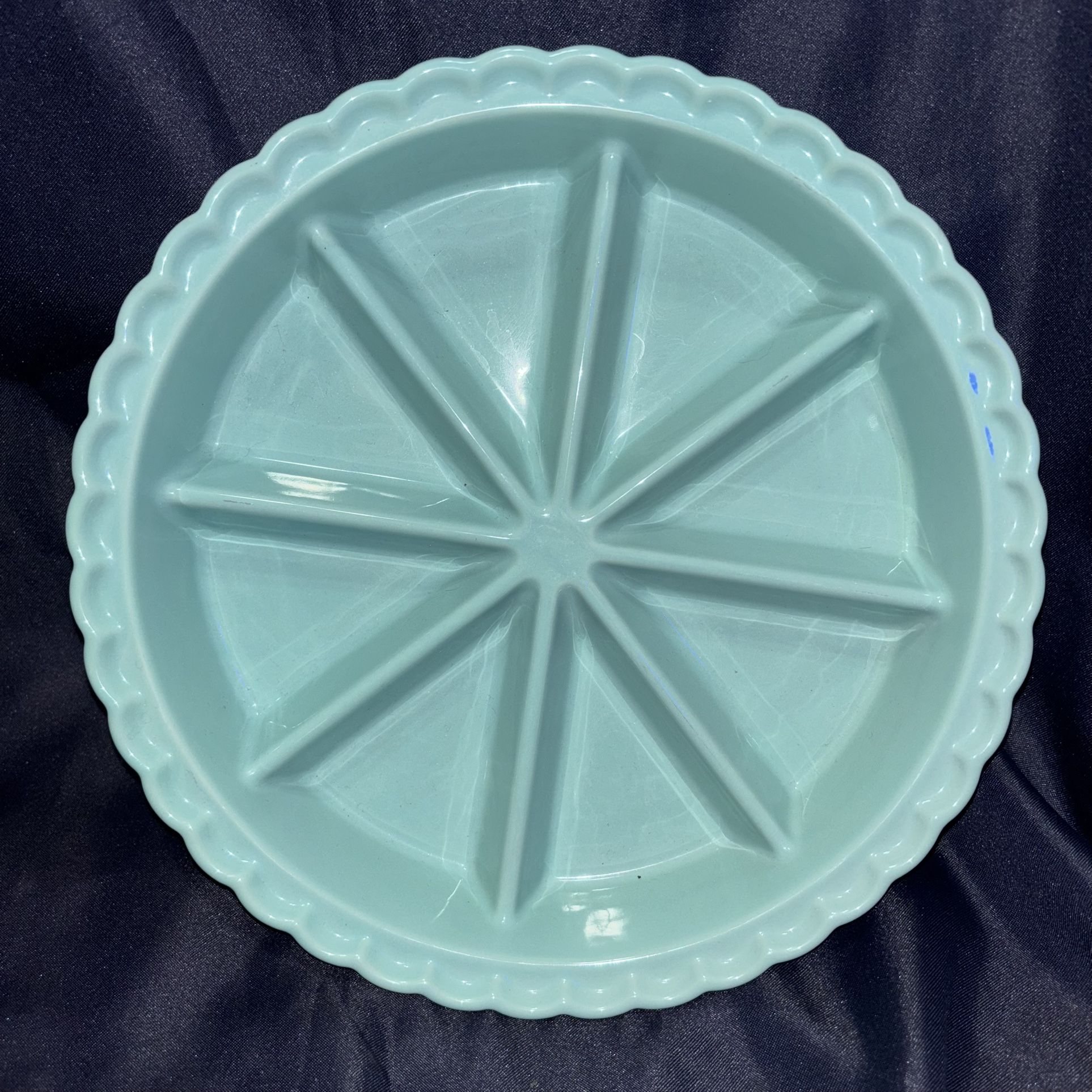 World Market Ceramic Divided Scone, Quiche, Tart Baking Dish TEAL