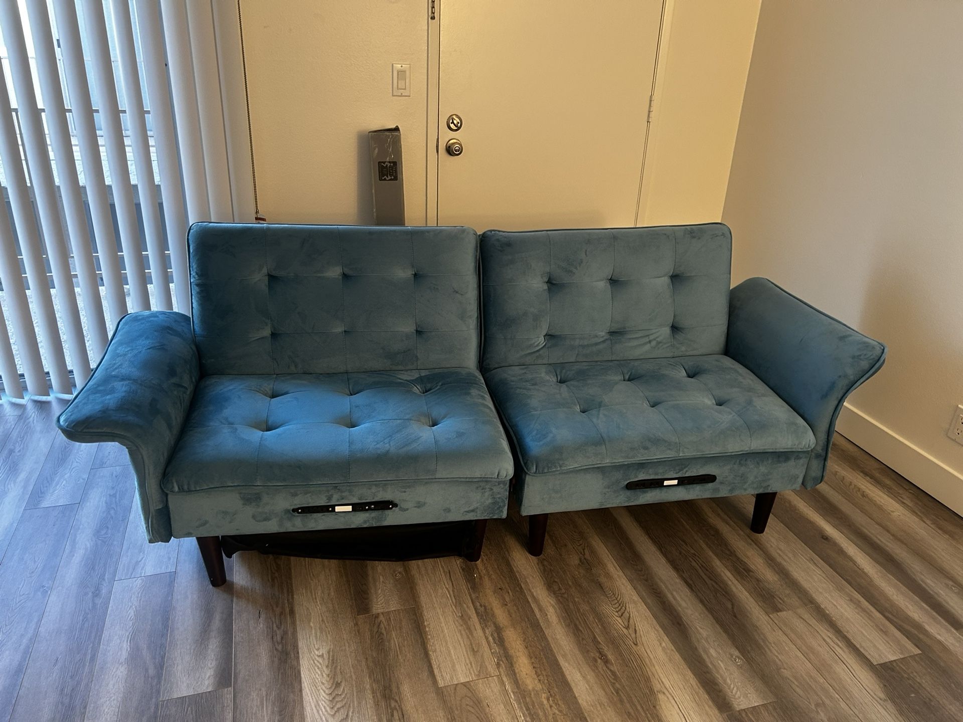 Small Blue Couch With Charging Ports