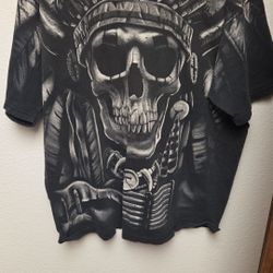 Indian Chief Skull 2 Sided Body Print Shirt Size XL Liquid Blue 1997 NEW UNWORN