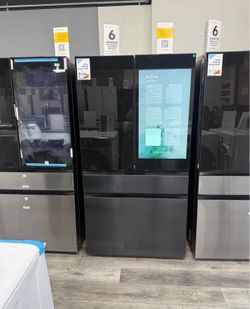 SAMSUNG BESPOKE AI FAMILY HUB FOUR DOOR REFRIGERATOR IN CHARCOAL GLASS & MATTE BLACK 🔥🔥