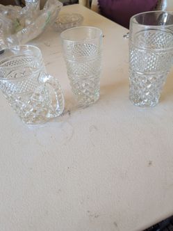 Glasses antique thick cut glass three sets
