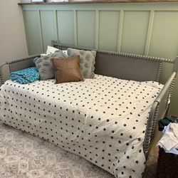 Grey Wood Twin Day Bed With Mattress Included (Like New Barely Used)